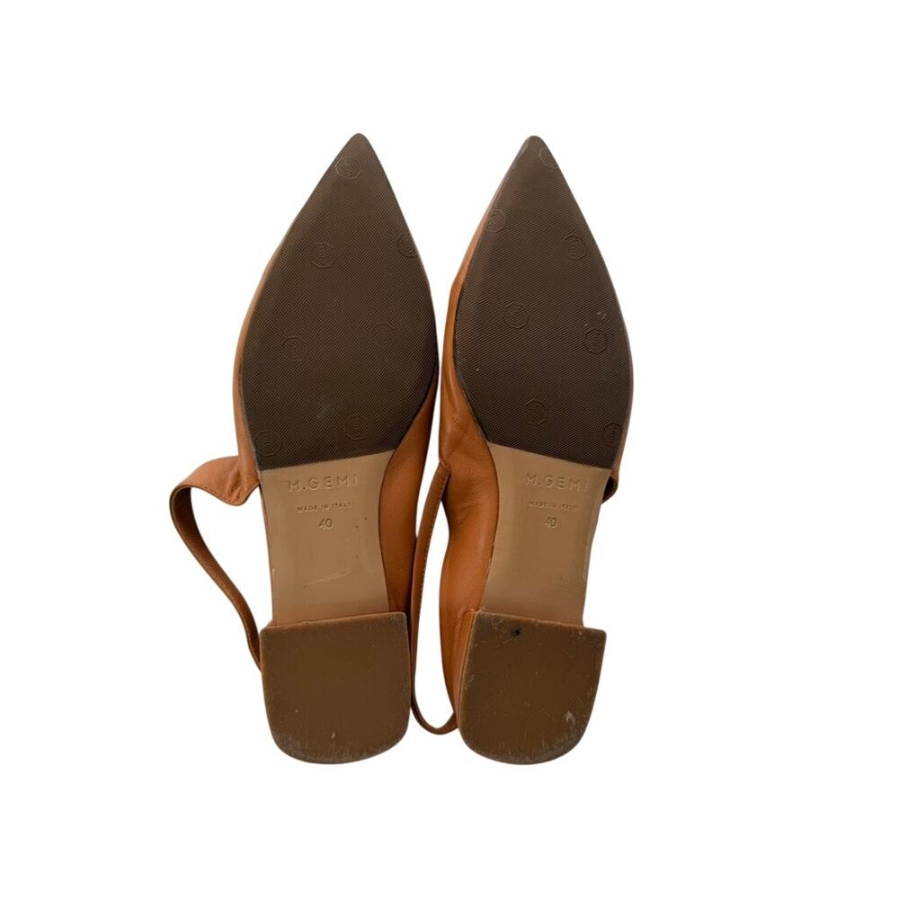 M. Gemi Rosanna Slingbacks Natural Camel Tan Leather Size 40 Flat Point Toe - Picture 5 of 7